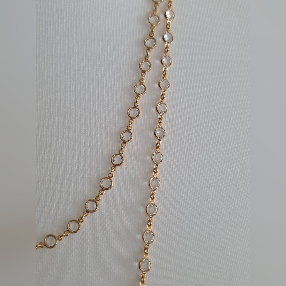Touchstone Crystal Extra Long Chanelle Gold Necklace - Picture 6 of 8